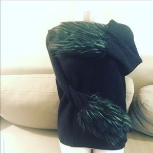 Free Press Sweater with Fur Sleeves